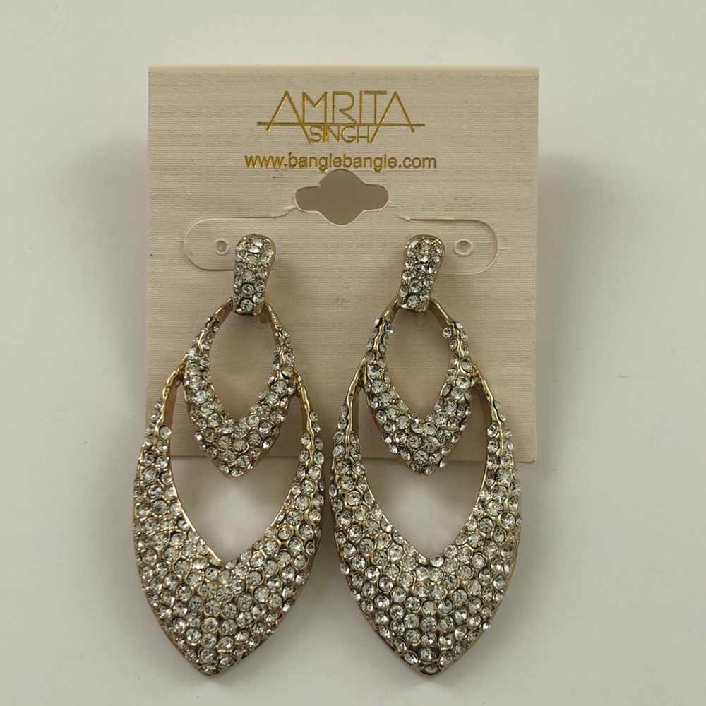🥳 Amrita Singh Gold Tone Pave Earrings